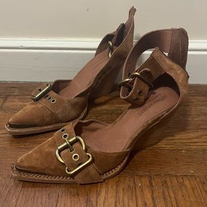 Jeffrey Campbell Honey suede Emilia buckle heels